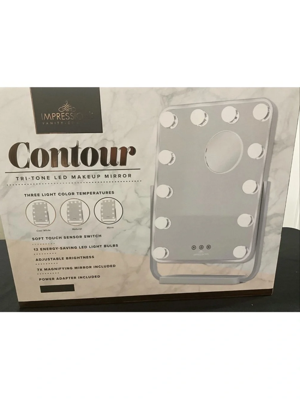 Impressions Contour Tri-Tone LED Makeup Mirror - White